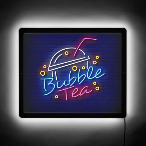 Faux Neon Bubble Tea Purple Blue Window  LED Sign