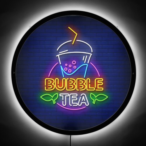 Faux Neon Bubble Tea Yellow Purple Blue Green LED Sign