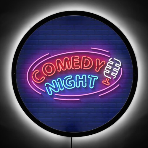 Faux Neon Comedy Night Microphone Bar Club Wall LED Sign