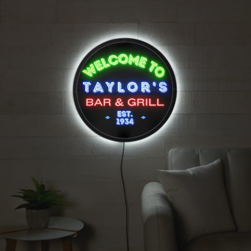 Faux Neon Custom Bar and Grill Window Advert LED Sign