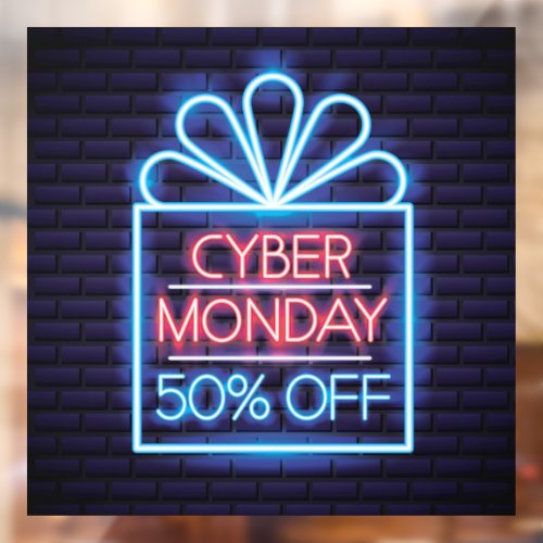 Faux Neon Cyber Monday 50 Off Sale Business Window Cling