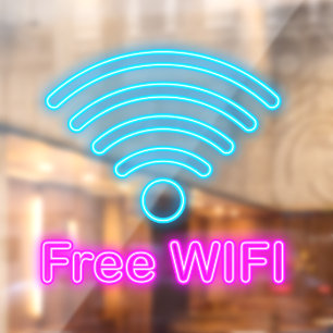 Faux Neon Free Wi-Fi Coffee Donut Shop Business Window Cling