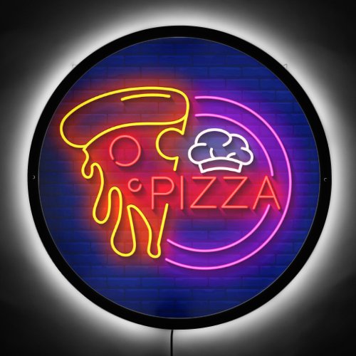 Faux Neon Gooey Cheese Pepperoni Pizza Window Ad LED Sign