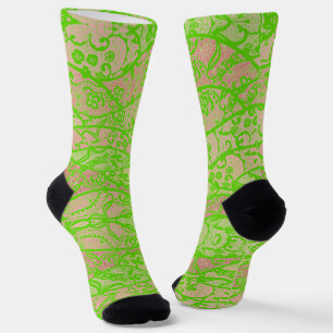 Faux Neon Green Lace Socks
