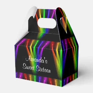 Faux Neon Lights, Sweet Sixteen, Birthday Party Favor Boxes