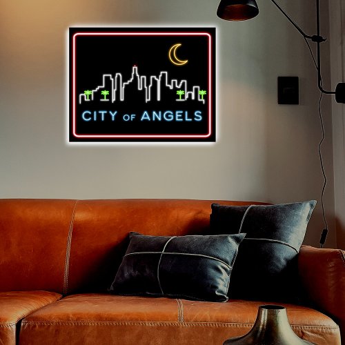 Faux Neon Los Angeles _ City of Angels LED Sign