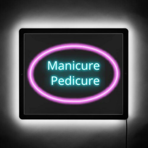 Faux Neon Manicures Pedicures Nail Salon Pink Blue LED Sign