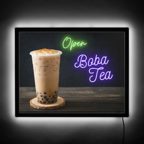 Faux Neon Open Boba Tea Donut Shop Window LED Sign