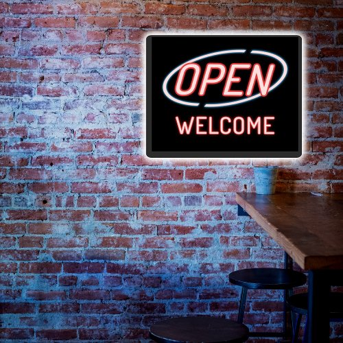 Faux Neon Open _ Welcome LED Sign