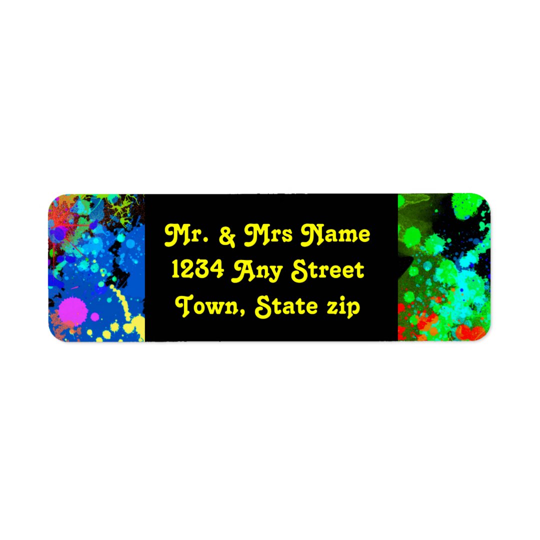Faux, Neon Paint Splatter, Custom Label | Zazzle