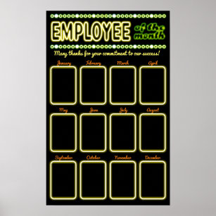 Faux neon photo employee of the month display post poster