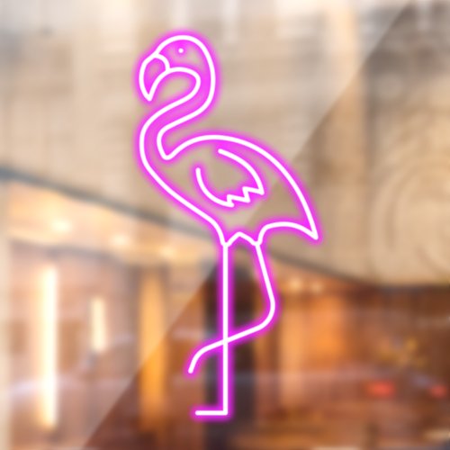 Faux Neon Pink Flamingo Tropical Shop Front Window Cling