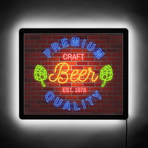 Faux Neon Premium Craft Beer Hops Window or Wall LED Sign