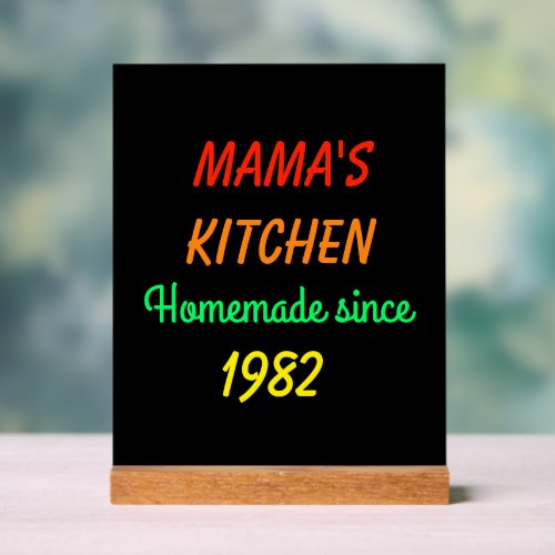 FAUX Neon Retro Style Mamas Homemade Kitchen  Acrylic Sign