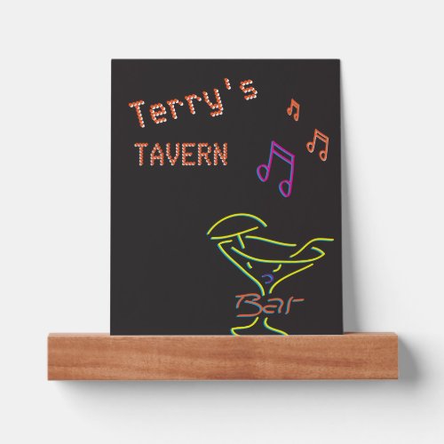 Faux Neon Sign Personalized Mancave Tavern Club  Picture Ledge