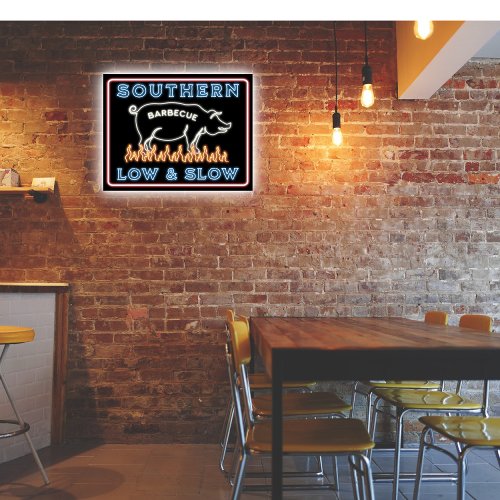 Faux Neon Southern Barbecue Low and Slow LED Sign