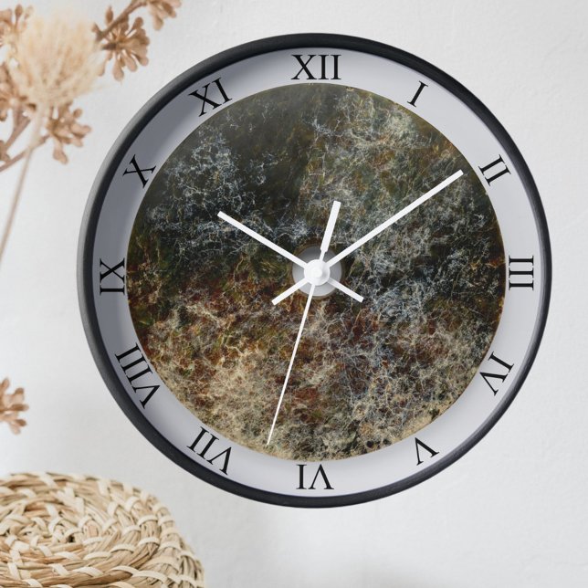 Faux Nephrite Jade Gray Black Beige Clock (Creator Uploaded)