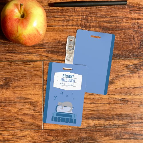 Faux Notebook Blue Student Hall Pass Badge