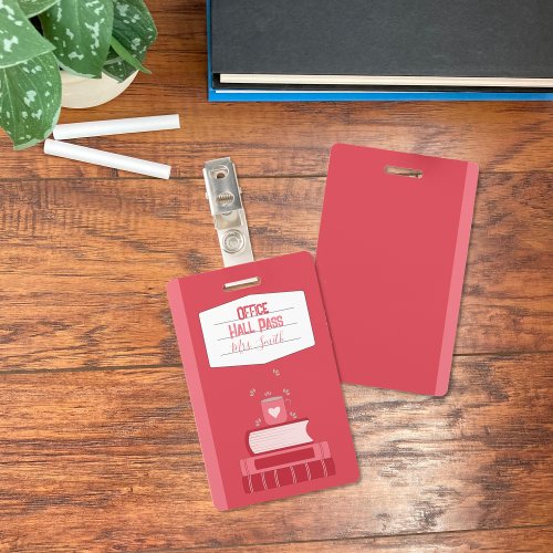 Faux Notebook Red Office Hall Pass Badge