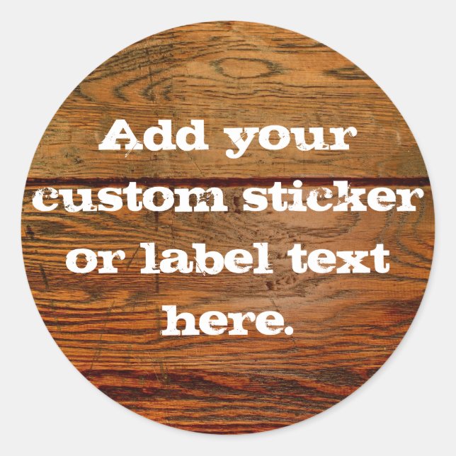 Faux Oiled Wood Plank Personalized Custom Classic Round Sticker (Front)