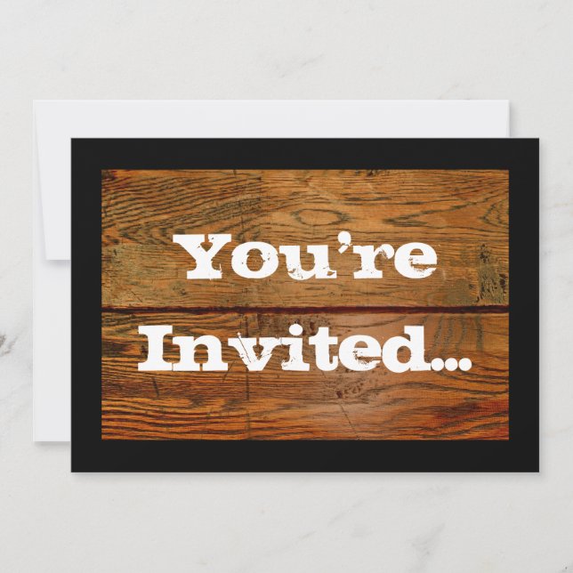 Faux Oiled Wood Plank Personalized Custom Invitation (Front)