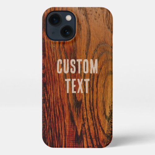 Faux Oiled Wood Plank Vintage Rustic Monogram iPhone 13 Case