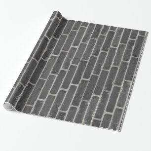 Faux Old Black Brick Wall Wrapping Paper