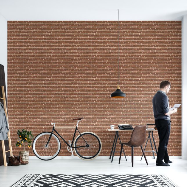 Faux Old Brown Brick Wall Wallpaper (Living Room)