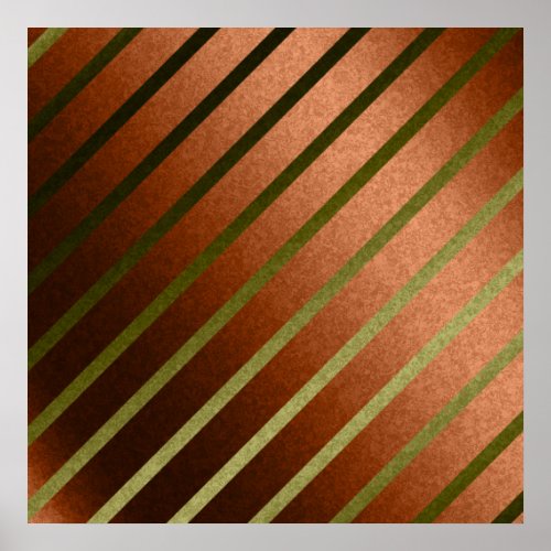 Faux Orange and Gold Foil Abstract Lines Poster