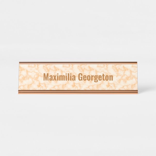 Faux Orange Marble Desk Name Plate (Front)