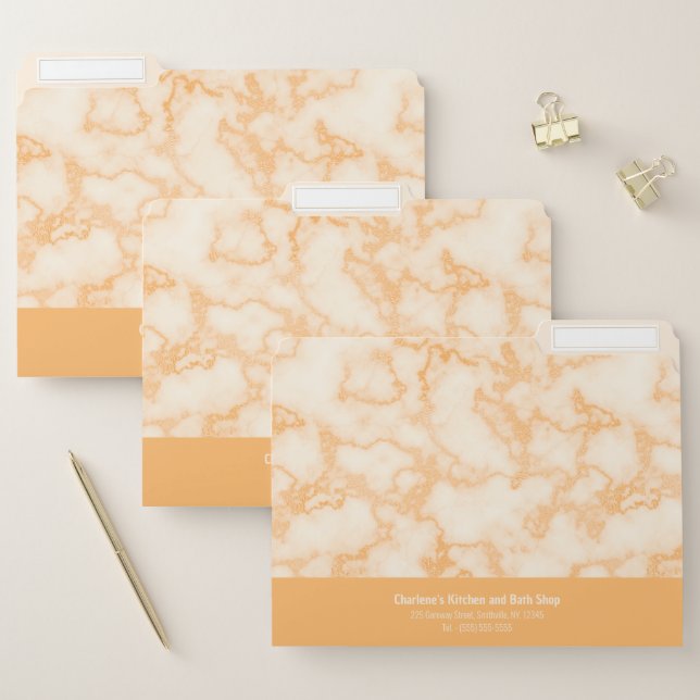 Faux Orange Marble File Folder (Set)