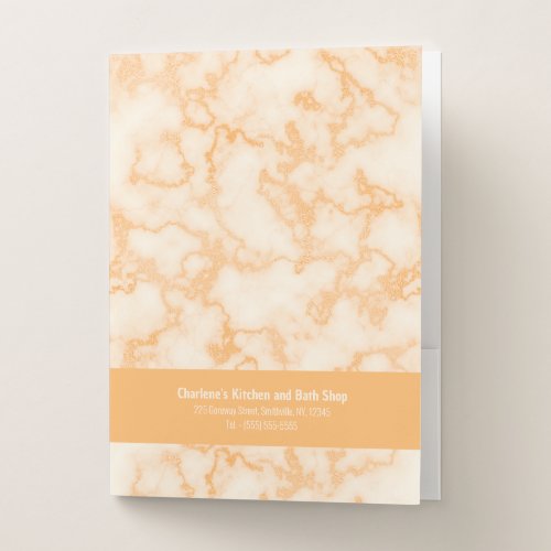 Faux Orange Marble Pocket Folder
