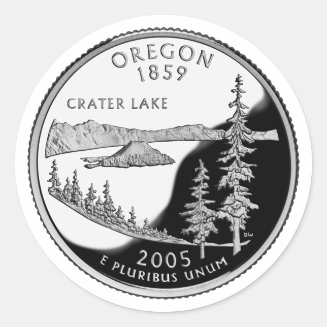Faux Oregon State Quarter Classic Round Sticker (Front)