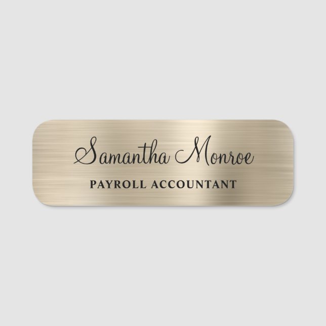 Faux Pale Gold Foil Name Tag (Front)