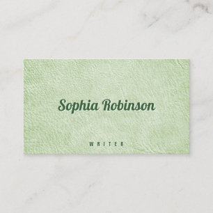 Faux Pale Green Leather Business Card