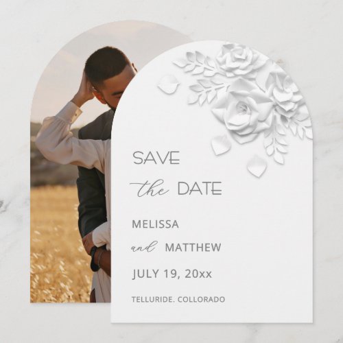 Faux Paper Cut Roses  Save The Date