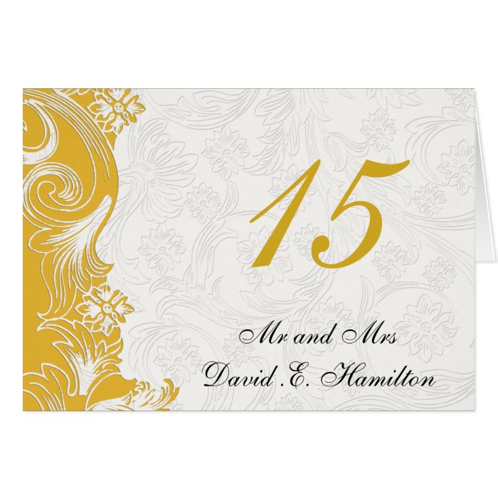 FAux paper cutout yellow wedding  Table numbers Card