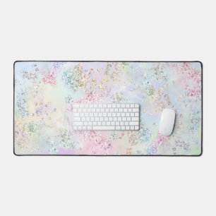 faux pastel chunky glitter desk mat
