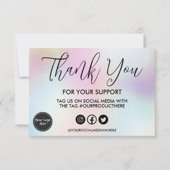 Faux Pastel Holo Colorful Thank You Media Insert by TwoTravelledTeens at Zazzle