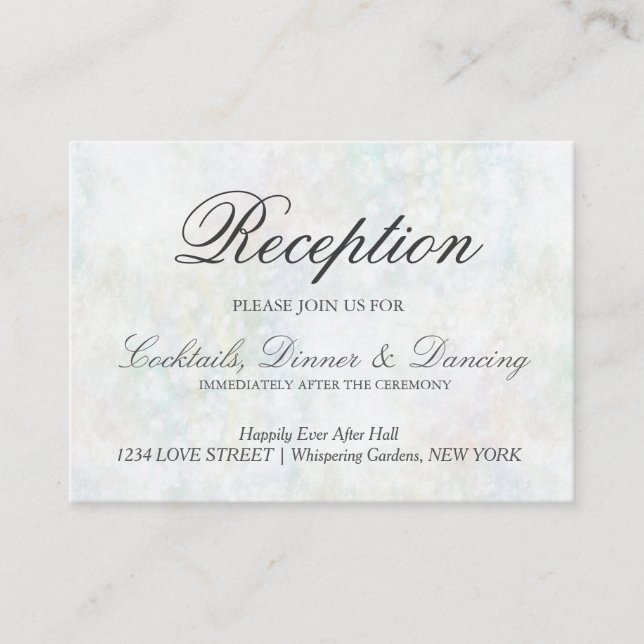 Faux Pastel Rainbow Bokeh Reception Card (Front)