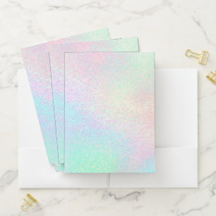 faux pastel rainbow glitter pocket folder
