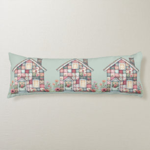 Faux Patchwork Cottagecore Floral House Body Pillow