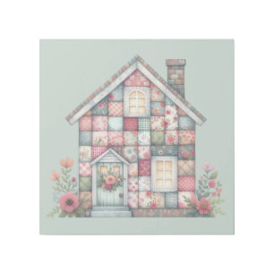 Faux Patchwork Cottagecore Floral House Gallery Wrap
