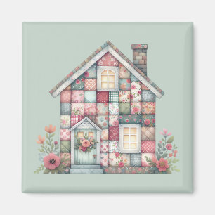 Faux Patchwork Cottagecore Floral House Magnet