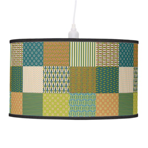 Faux Patchwork Earth Colors Pendant Lamp