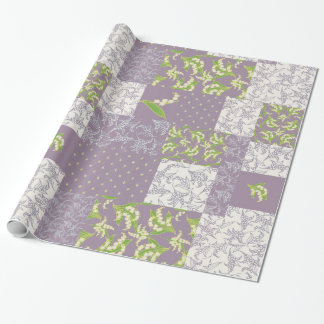 Faux Patchwork Giftwrap: Lily of the Valley, Mauve Wrapping Paper