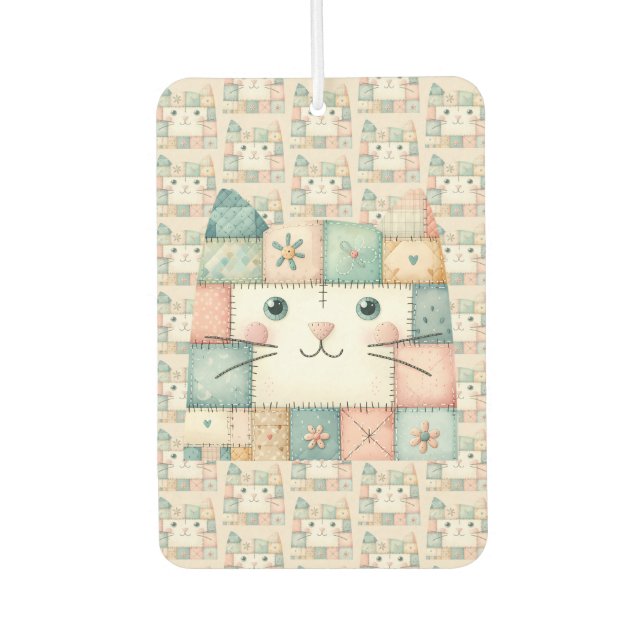 Faux Patchwork Pastel Kitty Cottage Air Freshener (Front)