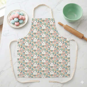 Faux Patchwork Pastel Kitty Cottage Apron