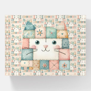Faux Patchwork Pastel Kitty Cottage Paperweight