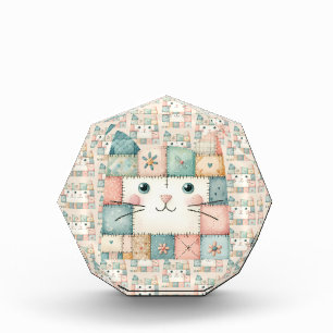 Faux Patchwork Pastel Kitty Cottage Photo Block